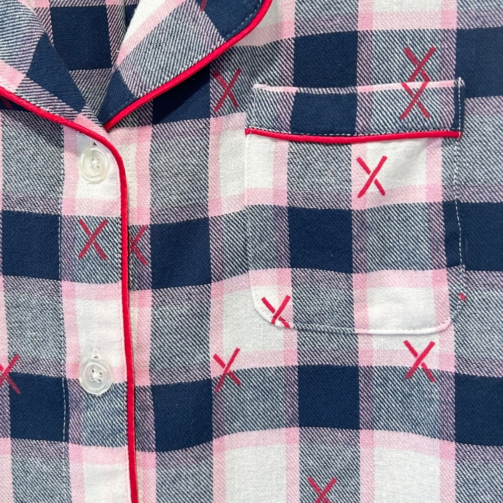 Little Blue House - Ski Holiday Flannel Nightdress - Pink Navy Plaid - Medium - Picture 6 of 6